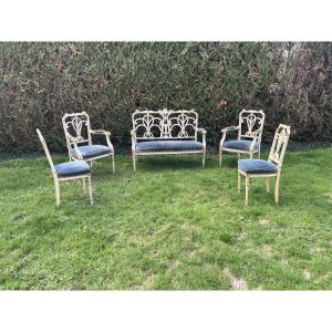 Salon de style louis XVI en bois laque