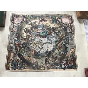 Gravure ancienne « Haemisphaeri graphicum coeli tiet « 