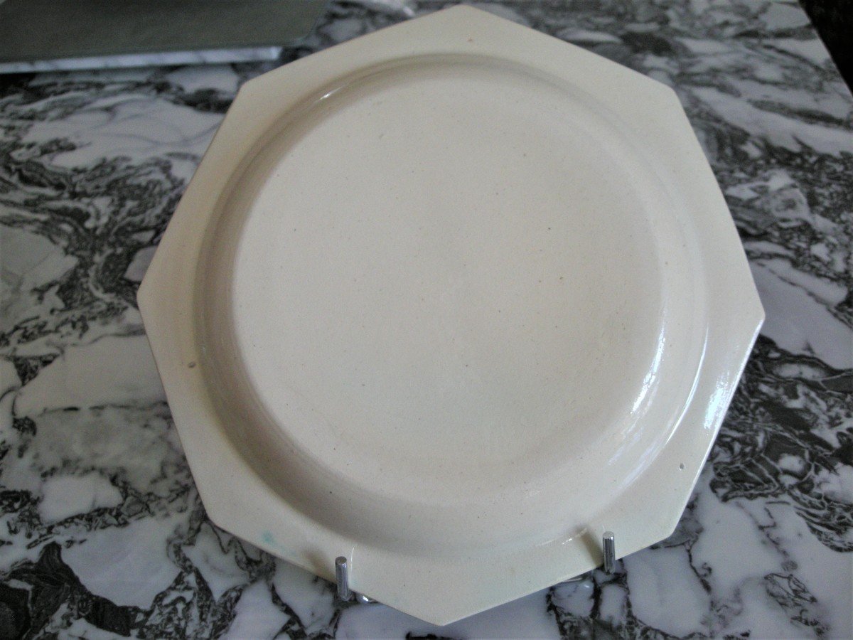 Octagonal Plate Fine Earthenware From Aumale Nineteenth Decor Au Coq-photo-1