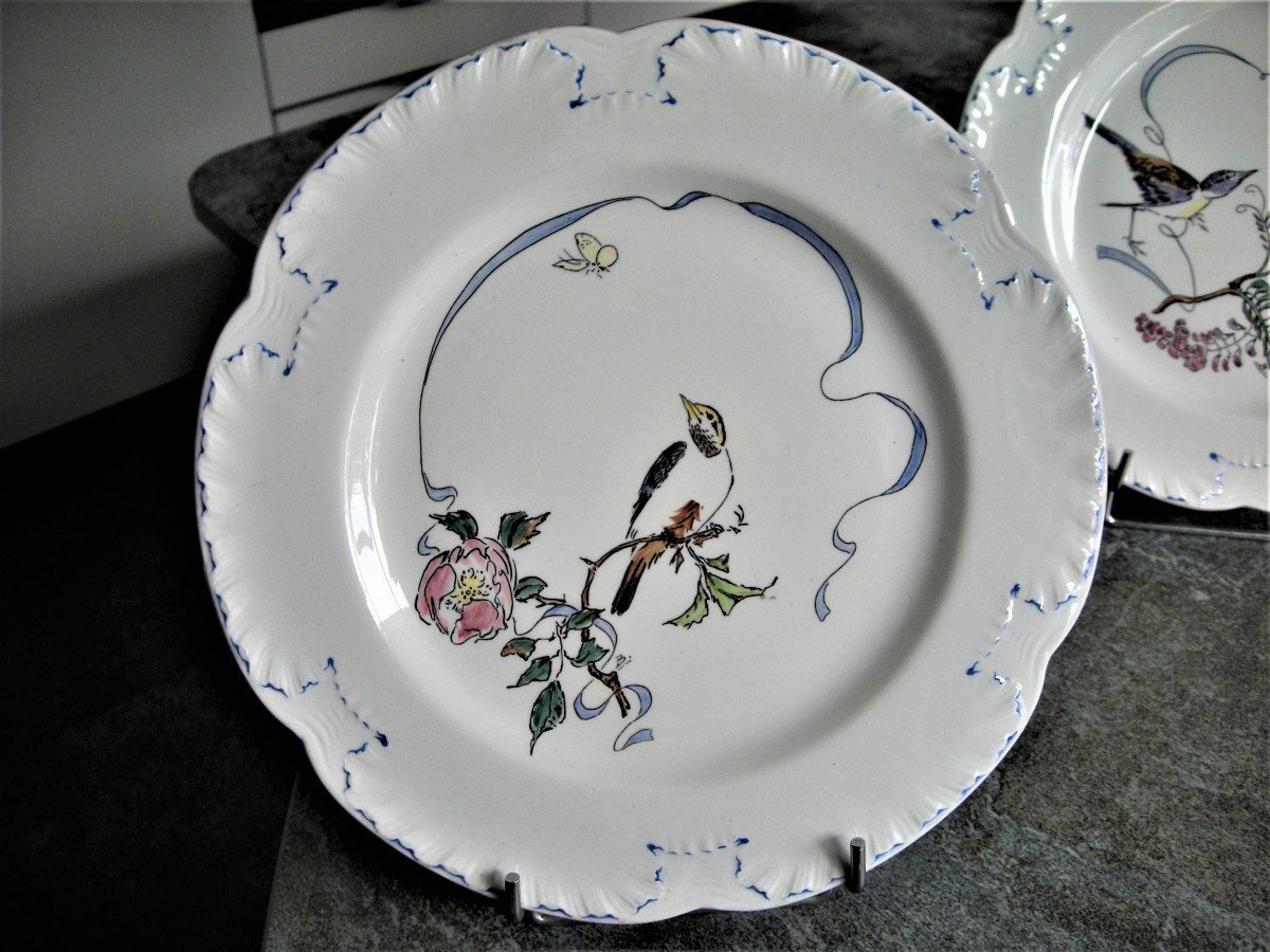Two Service Plates Flowers And Ribbons Decor By Felix Bracquemond-photo-1