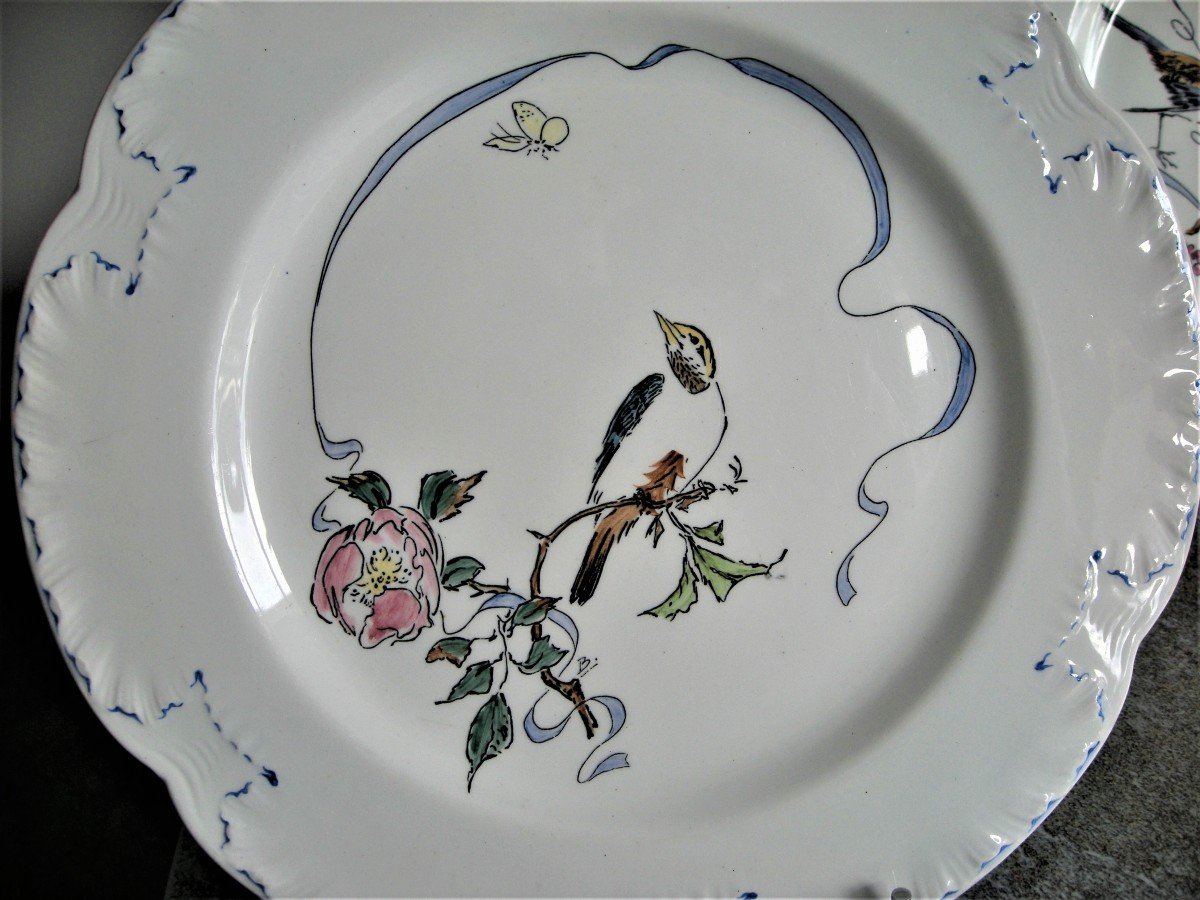 Two Service Plates Flowers And Ribbons Decor By Felix Bracquemond-photo-2