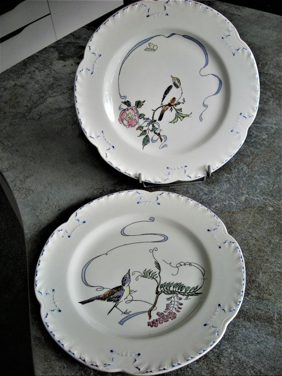 Two Service Plates Flowers And Ribbons Decor By Felix Bracquemond-photo-6