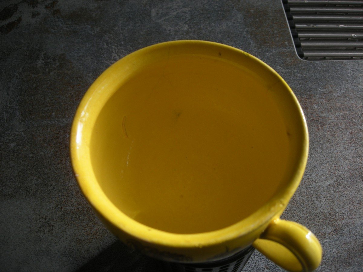 Yellow Fine Earthenware Cup Circa 1825 Signed Montereau-photo-7