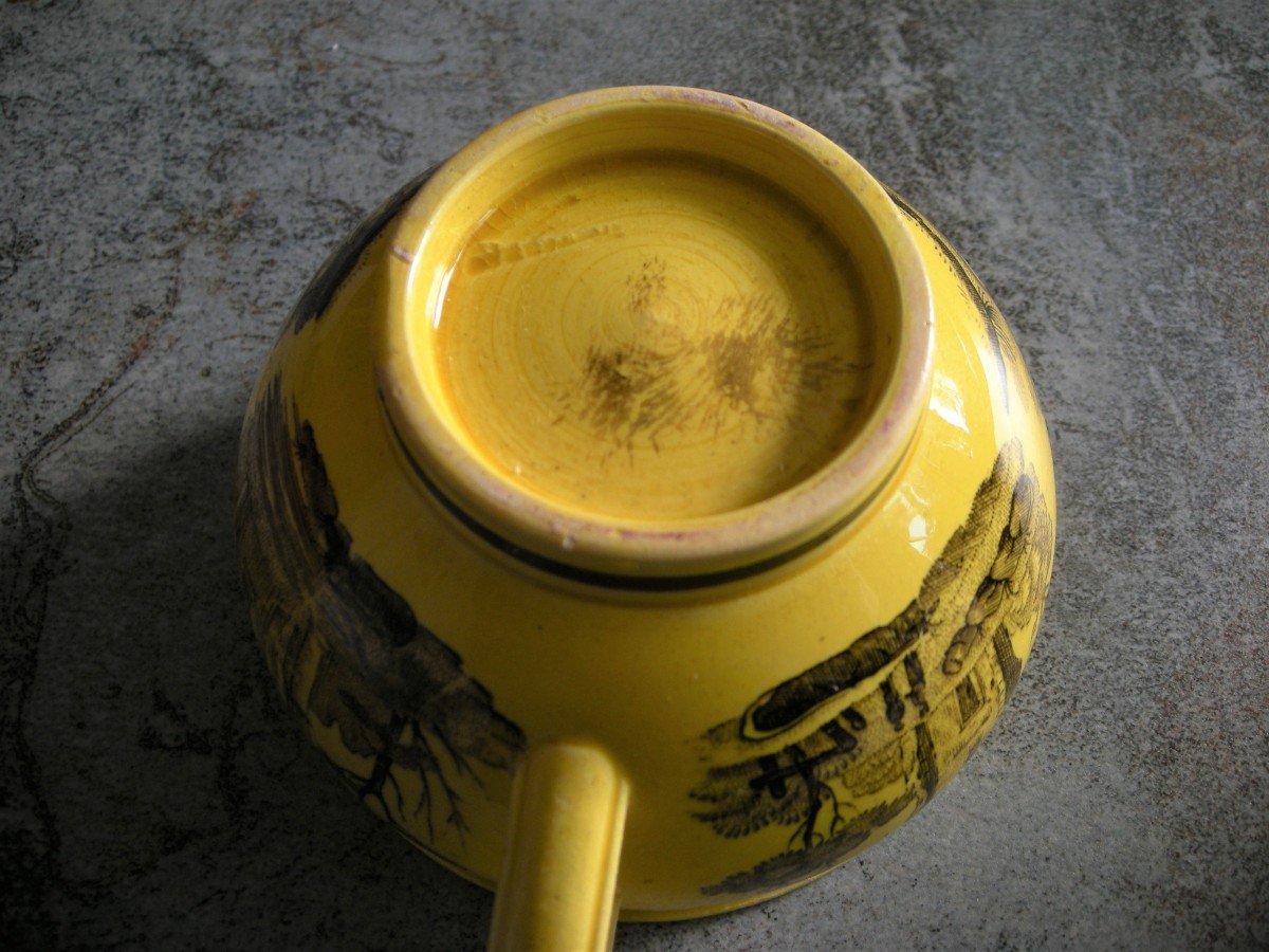 Yellow Fine Earthenware Cup Circa 1825 Signed Montereau-photo-8