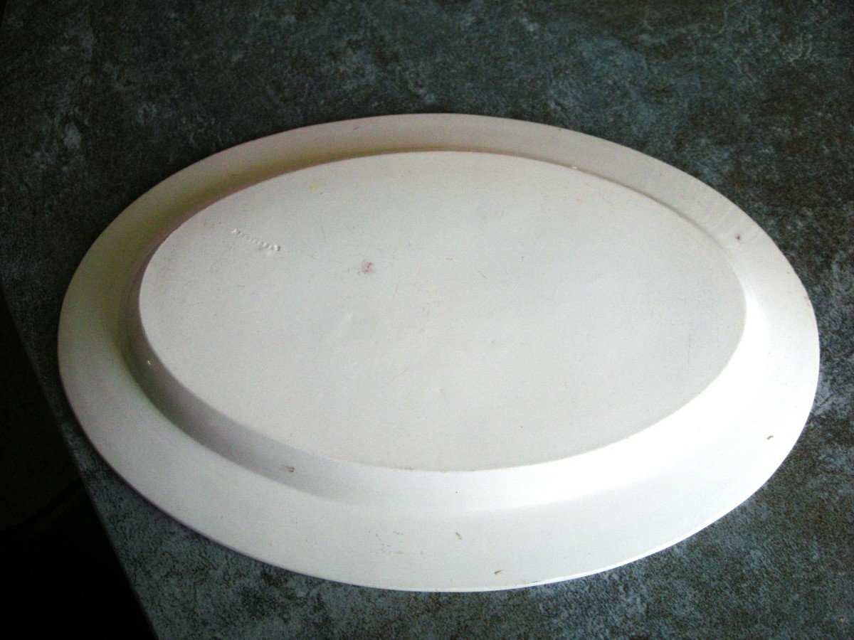 Plat  Ovale  Faience  Fine  Decor  Grisaille  1819  Montereau.-photo-3