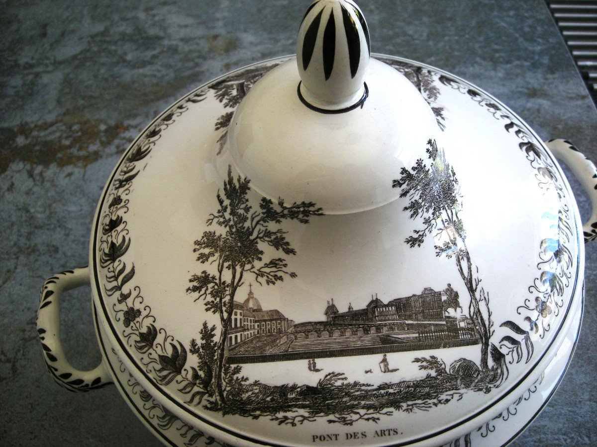 Soupiere  Faience  1820  Decor  " Monuments  De  Paris "  Manufacture  De  Montereau-photo-4