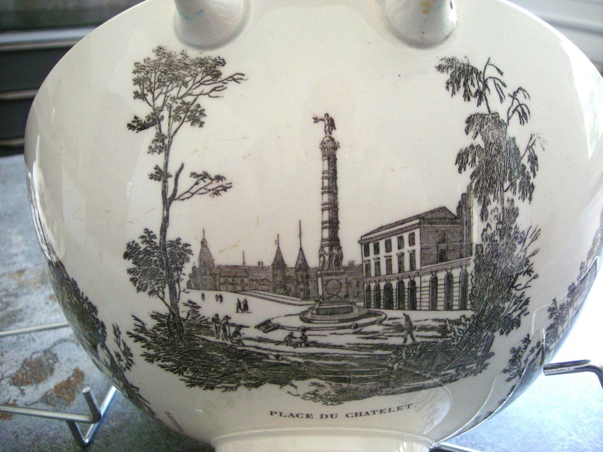 Soupiere  Faience  1820  Decor  " Monuments  De  Paris "  Manufacture  De  Montereau-photo-3