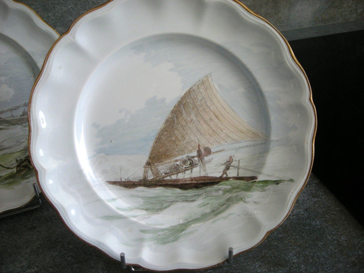 3 Plates 1889 Marine Decor By Ludovic Napoleon Lepic-photo-2