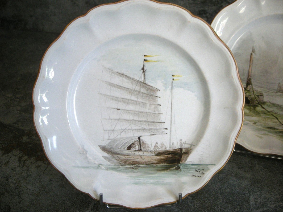 3 Plates 1889 Marine Decor By Ludovic Napoleon Lepic-photo-4