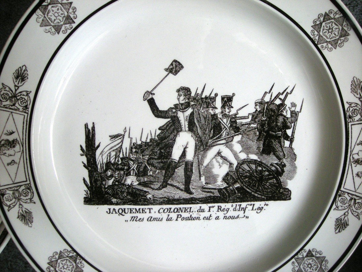 8 Earthenware Plates Circa 1824 Decor Officers Of Napoleon Bonaparte-photo-4