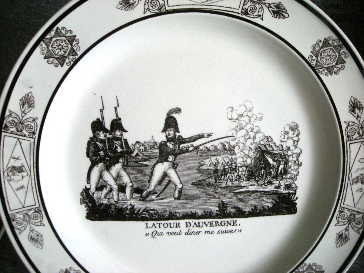 8 Earthenware Plates Circa 1824 Decor Officers Of Napoleon Bonaparte-photo-5