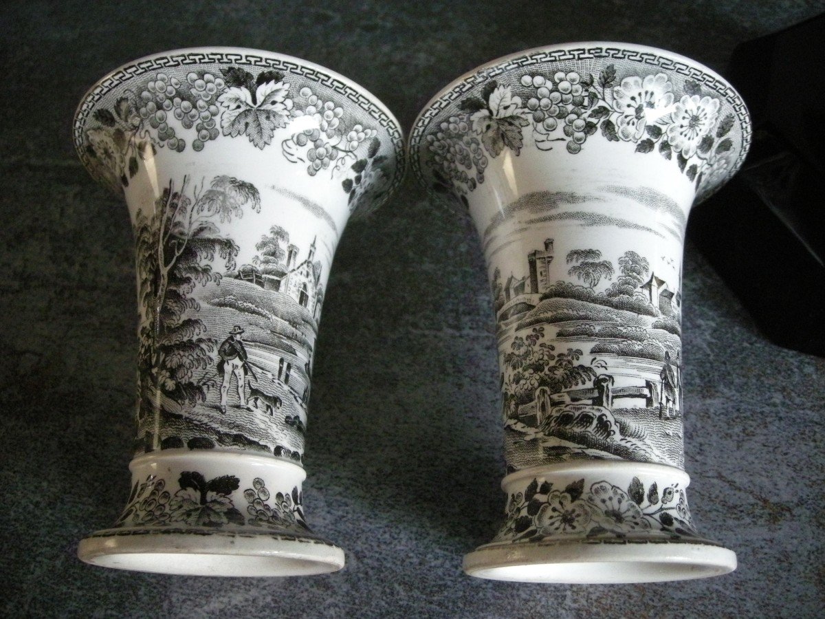 Two Opaque Porcelain Vases Gold Medal 1834 Montereau-photo-3
