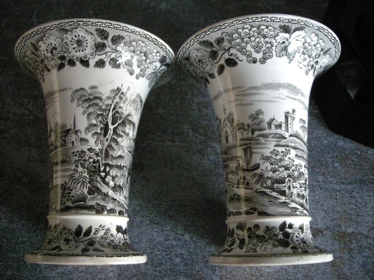 Two Opaque Porcelain Vases Gold Medal 1834 Montereau-photo-5