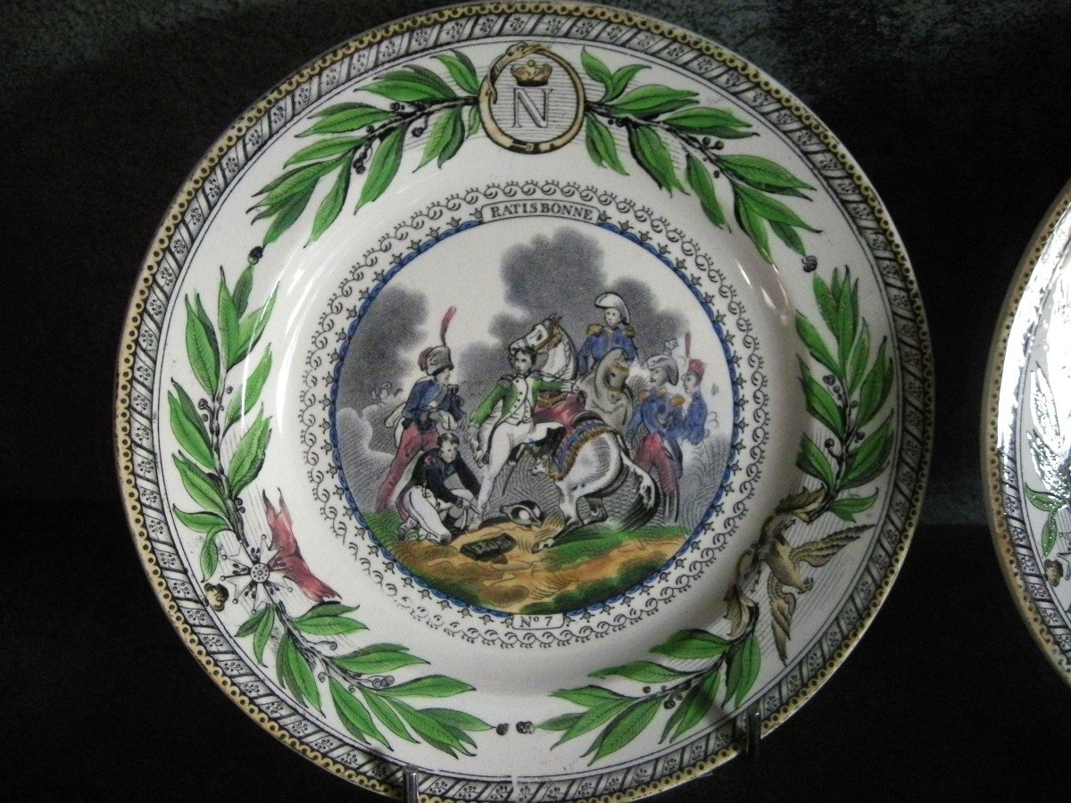 6 Opaque Porcelain Plates Decor 1st Empire By Creil Montereau-photo-2