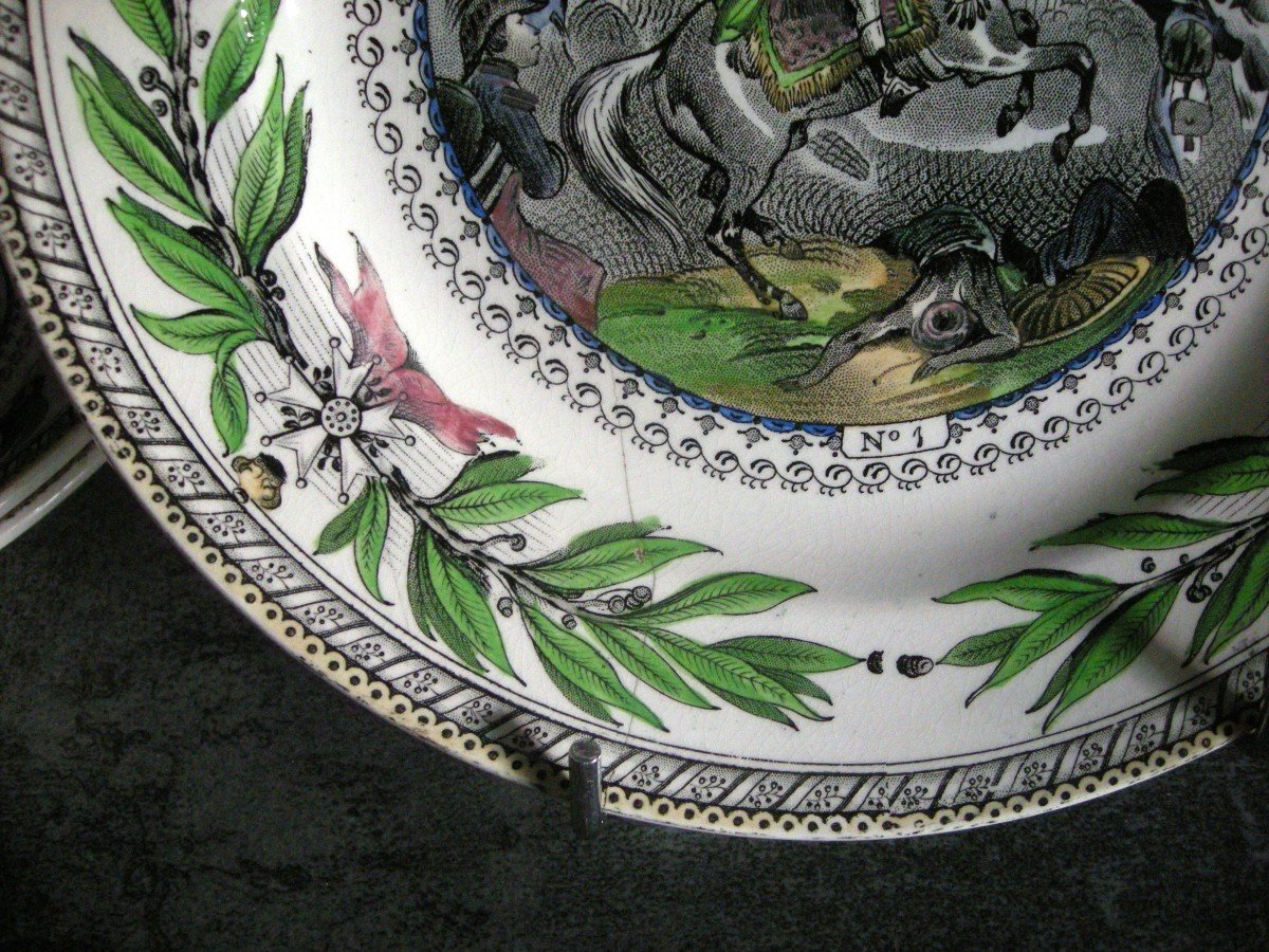 6 Opaque Porcelain Plates Decor 1st Empire By Creil Montereau-photo-3