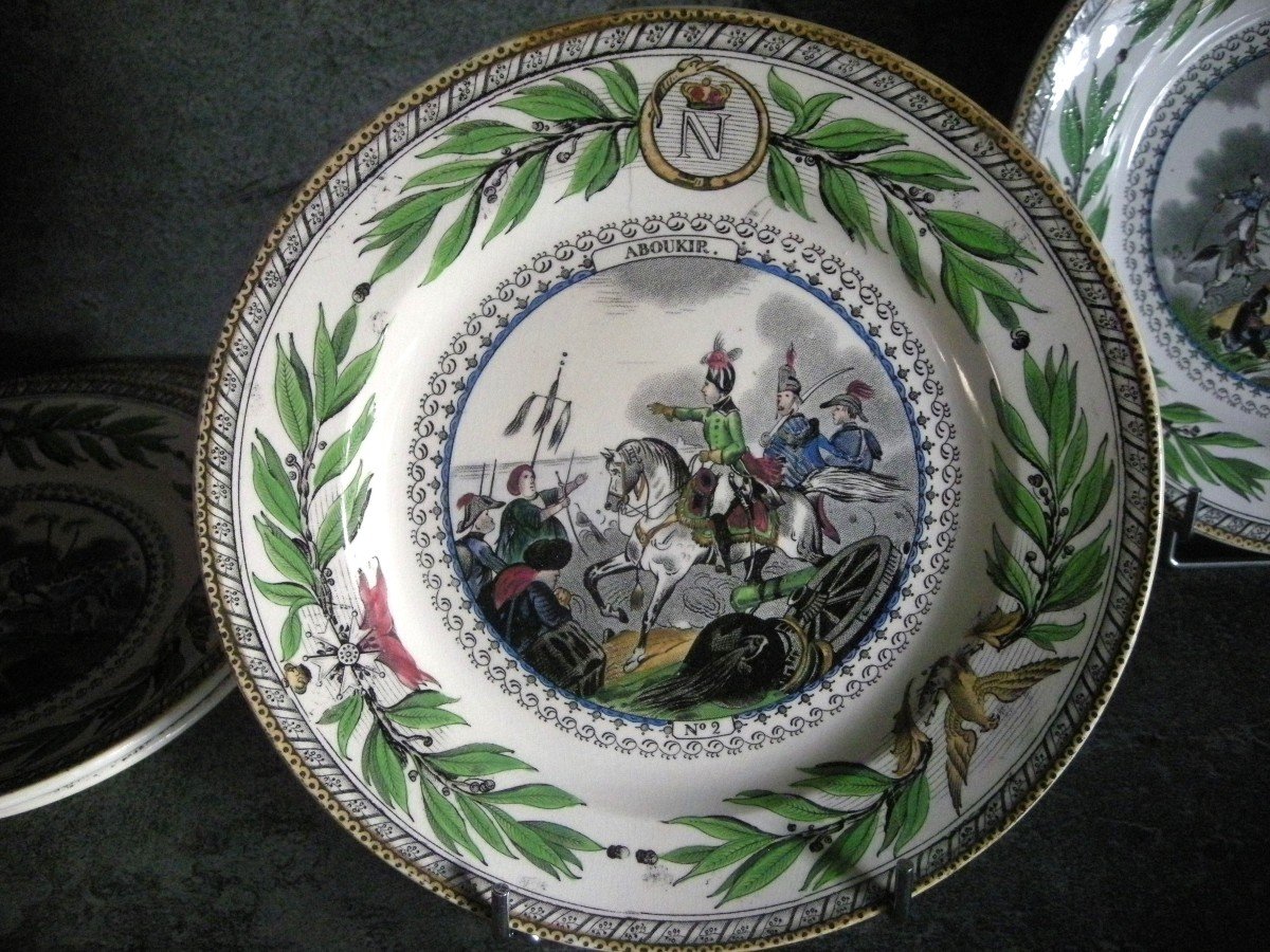 6 Opaque Porcelain Plates Decor 1st Empire By Creil Montereau-photo-4