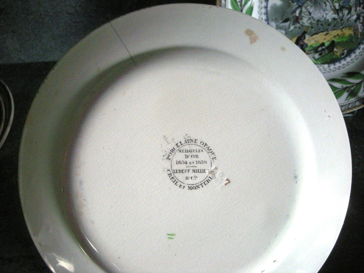 6 Opaque Porcelain Plates Decor 1st Empire By Creil Montereau-photo-6
