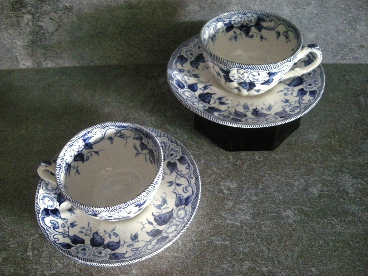 Two Tea Cups From The Flora Service Of Creil And Montereau