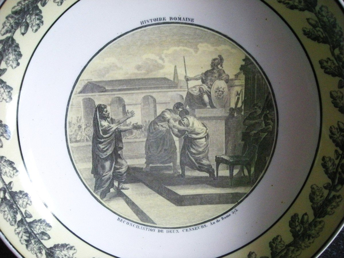 Plat  Rond  En  Faience  1808  "  Histoire  Romaine  "  Signe  Creil-photo-3
