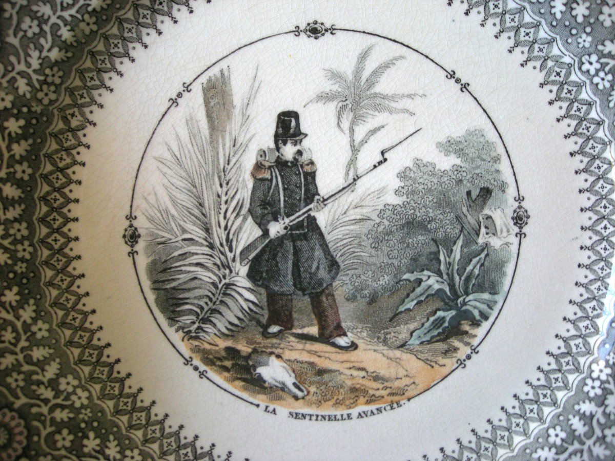 5  Assiettes  Porcelaine  Opaque  1839  série  sur " l' Algérie "   De  Creil Et Montereau-photo-3