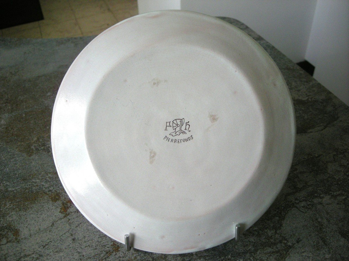 Earthenware Plate Early 20th Century Pierrefonds Manufacture (oise)-photo-2