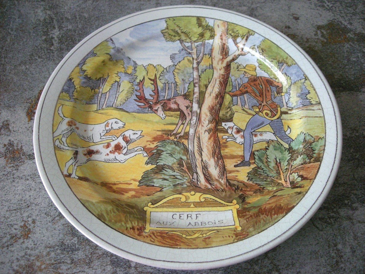 Earthenware Plate Early 20th Century Pierrefonds Manufacture (oise)-photo-4