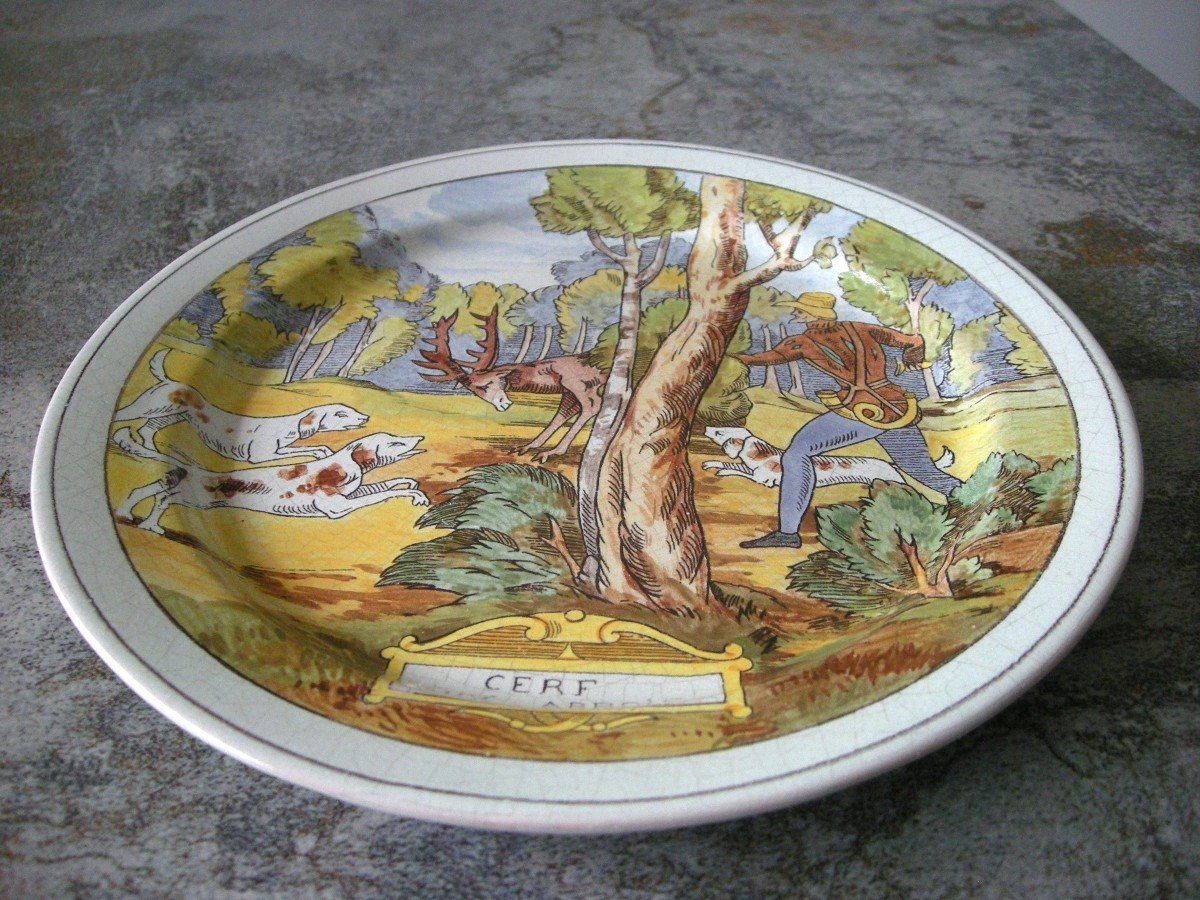 Earthenware Plate Early 20th Century Pierrefonds Manufacture (oise)-photo-7