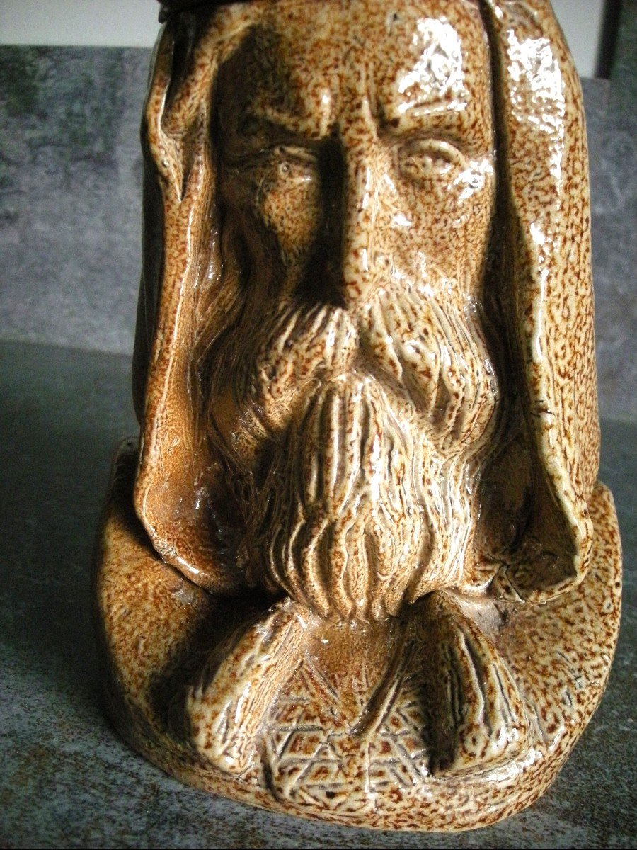 Anthropomorphic Tobacco Pot Male Head 19th Century Beauvaisis