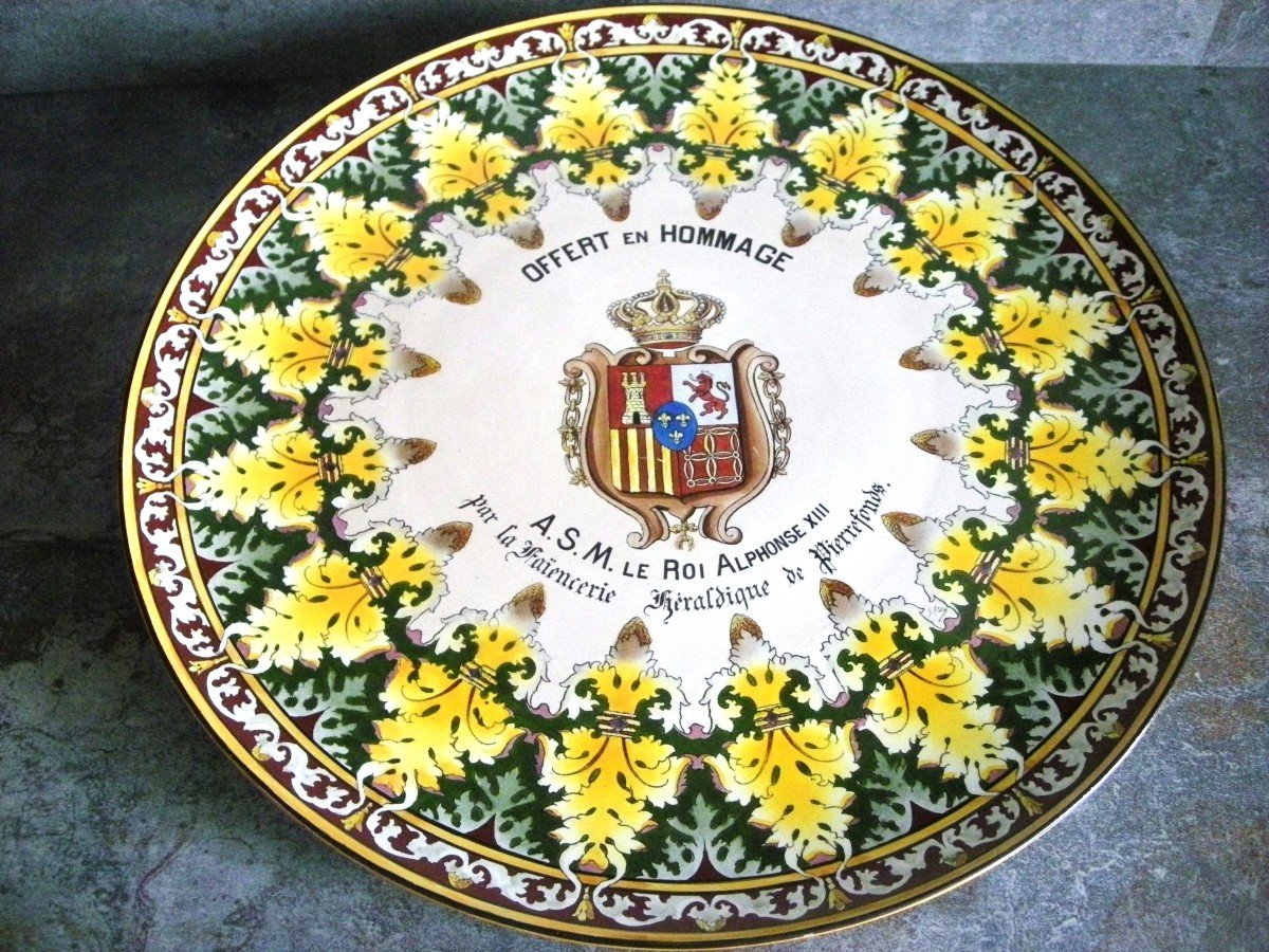 Dish With The Arms Of Spain Offered To Hm King Alphonse XIII-photo-6