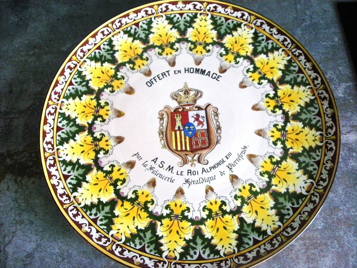 Dish With The Arms Of Spain Offered To Hm King Alphonse XIII