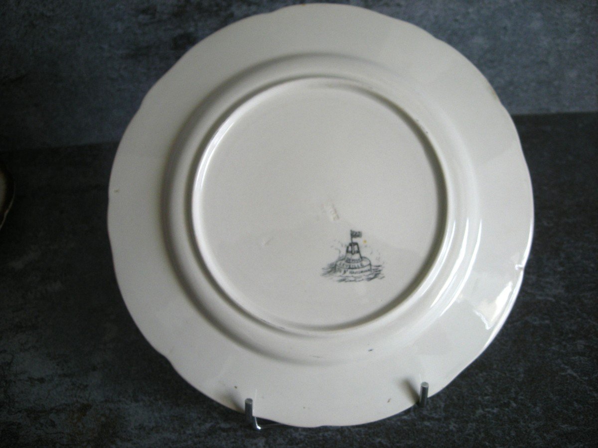 Earthenware Plate 1889 “marine” Decor By Ludovic Napoléon Lepic-photo-1