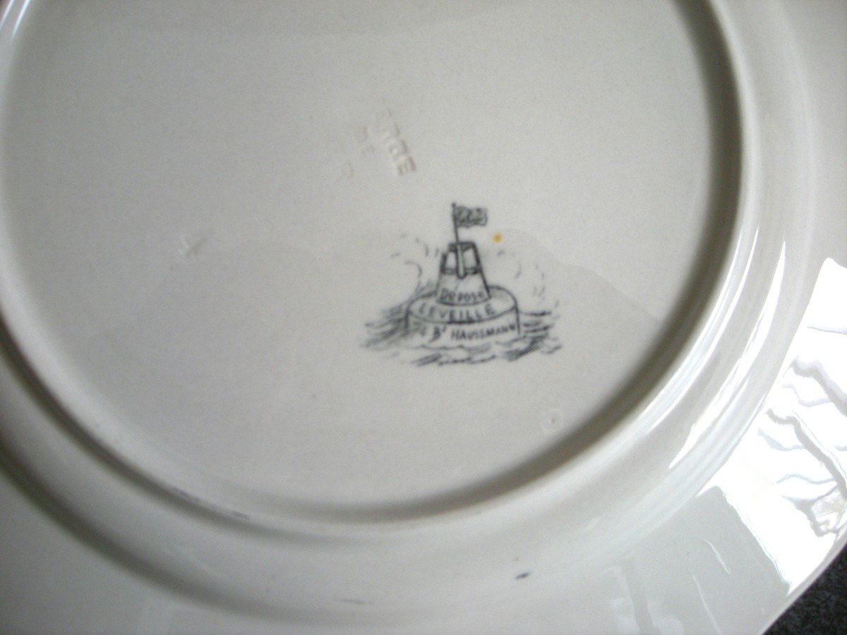 Earthenware Plate 1889 “marine” Decor By Ludovic Napoléon Lepic-photo-2