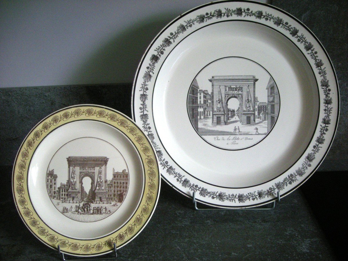 Fine Earthenware Plate 1808 Rare Palmettes Decor Signed Creil-photo-1