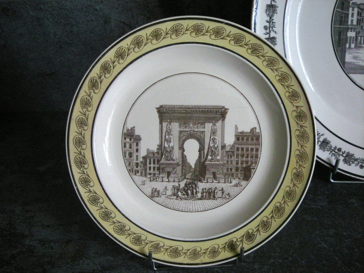 Fine Earthenware Plate 1808 Rare Palmettes Decor Signed Creil