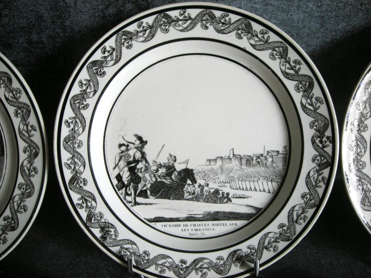 5 Plates 1824 Decor On History Signed Choisy Le Roi-photo-4