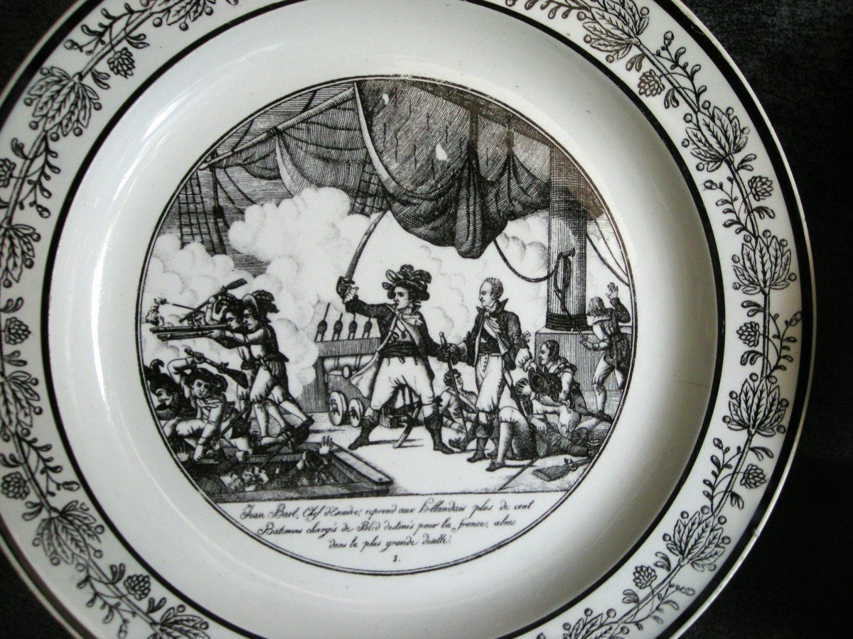 6  Assiettes  Faïence 1824  Décor  "  Batailles  Navales "  De  Choisy  Le  Roi-photo-2
