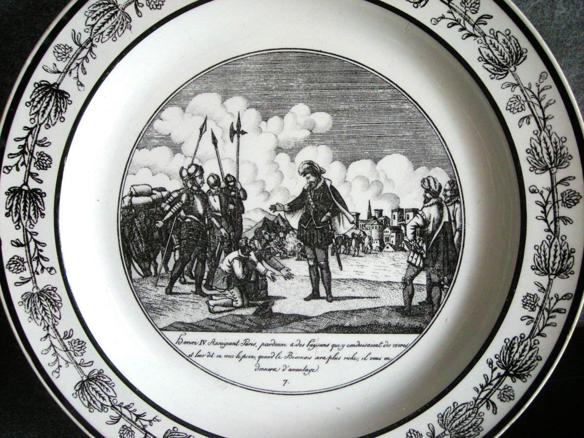 6  Assiettes  Faïence 1824  Décor  "  Batailles  Navales "  De  Choisy  Le  Roi-photo-2