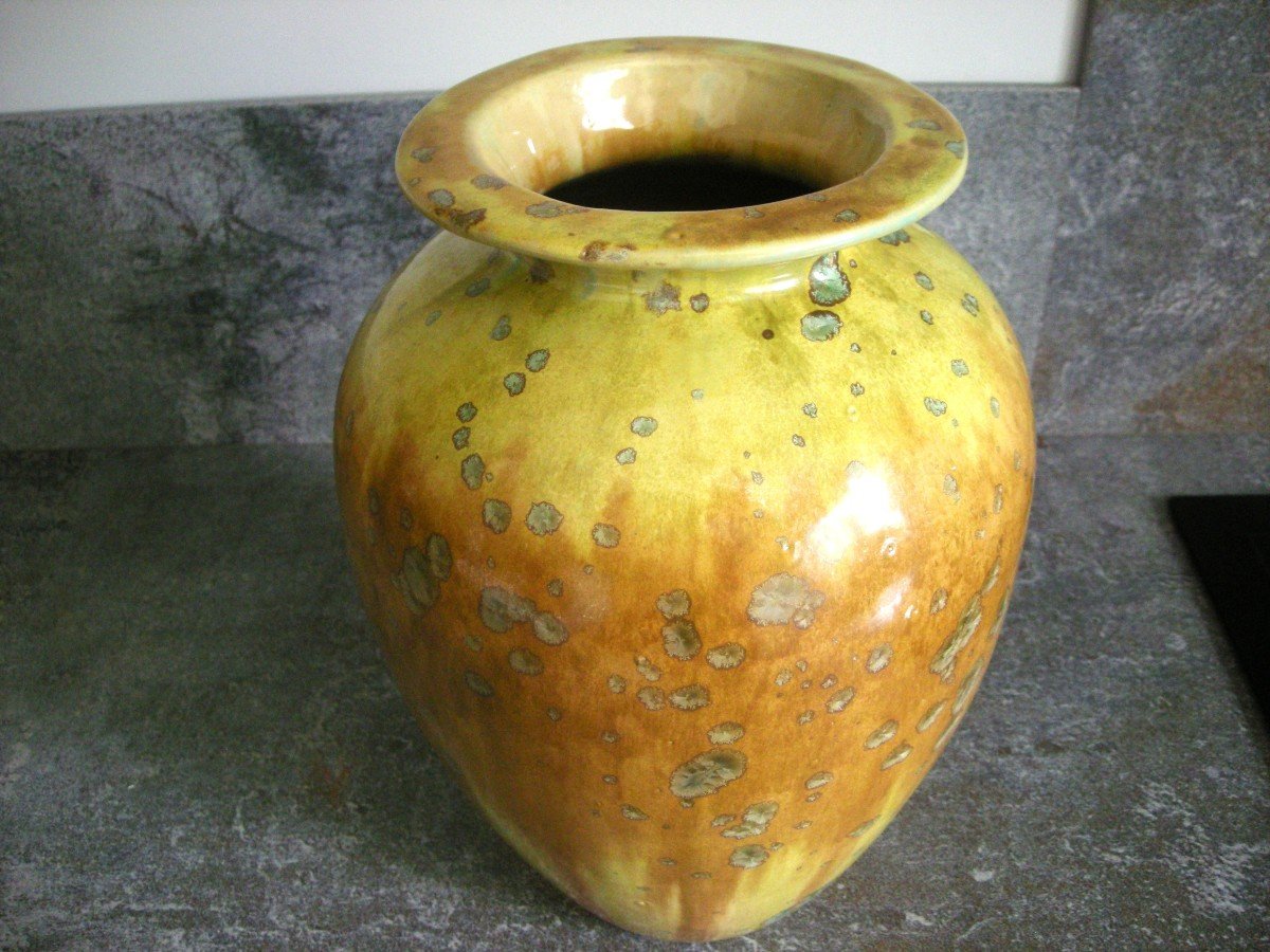 Vase  En  Grès  Début  XXème  Art  Nouveau  Signé  Pierrefonds-photo-2