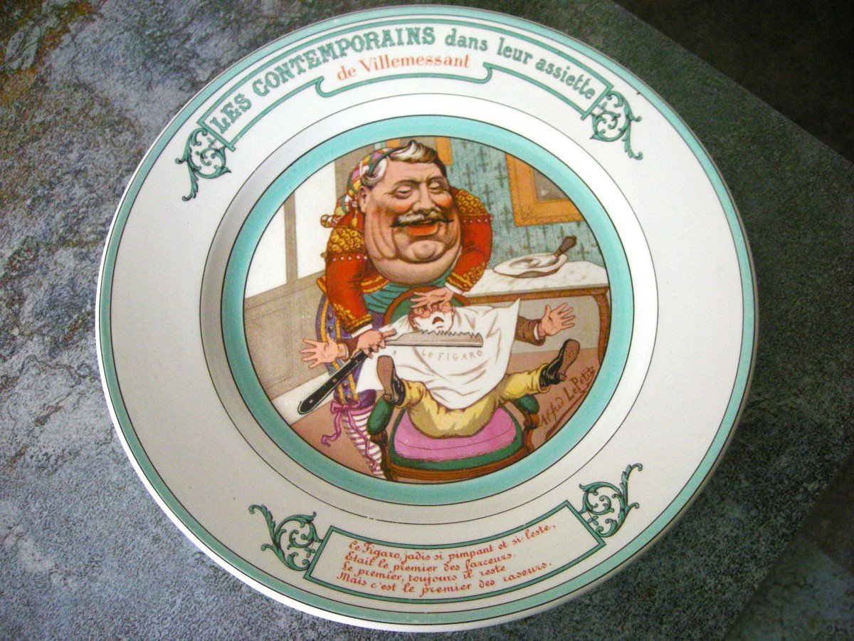 Plate "contemporaries On Their Plates" From Creil Montereau