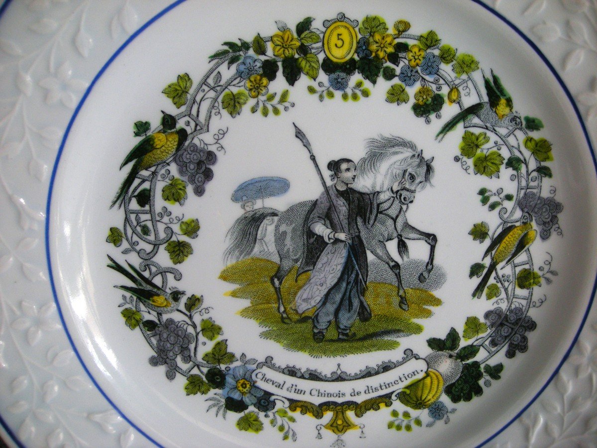 5  Assiettes  1836  Décor  "  La  Vie  Des  Chinois  "  De  Choisy Le Roi-photo-5