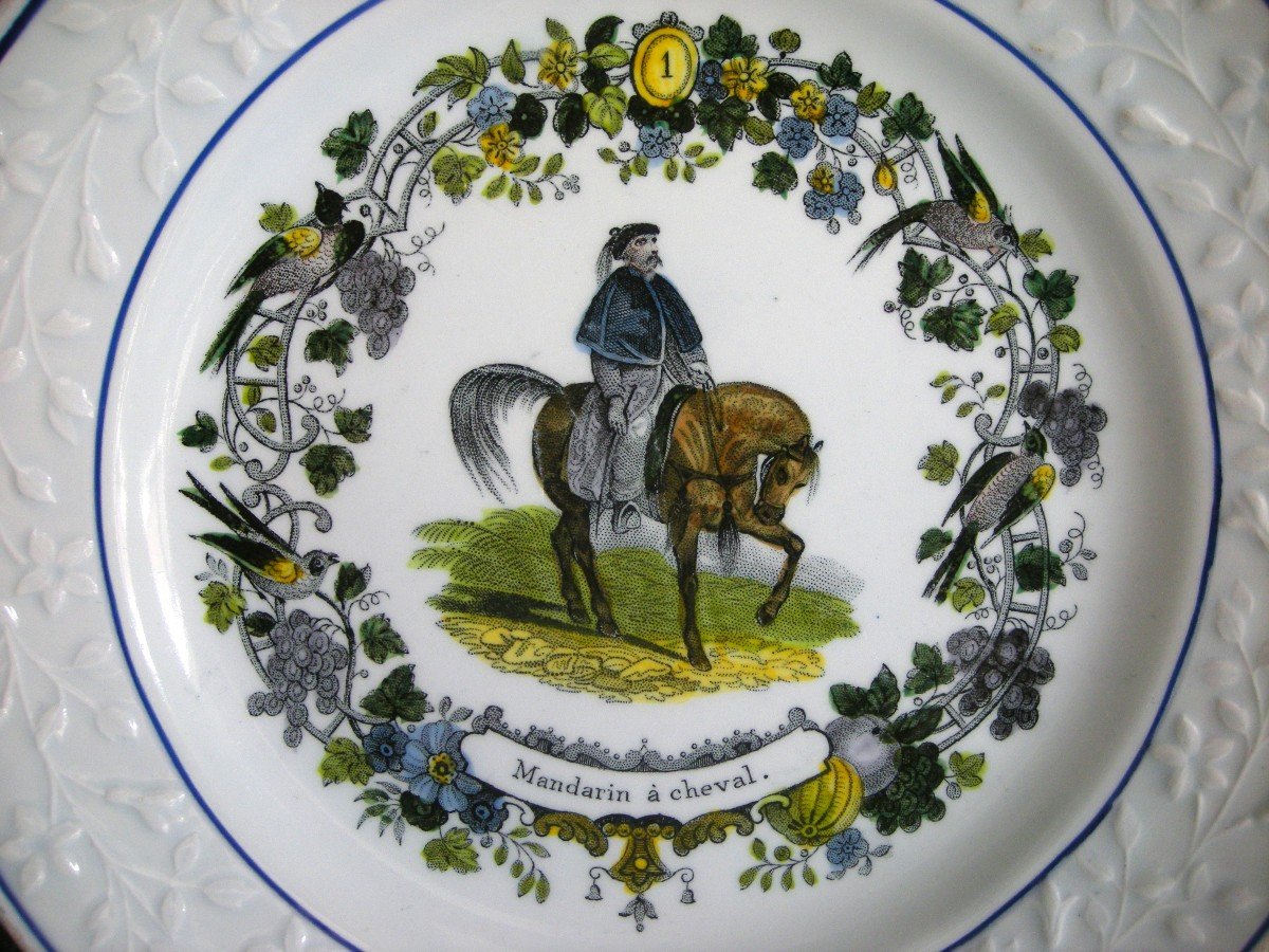 5  Assiettes  1836  Décor  "  La  Vie  Des  Chinois  "  De  Choisy Le Roi