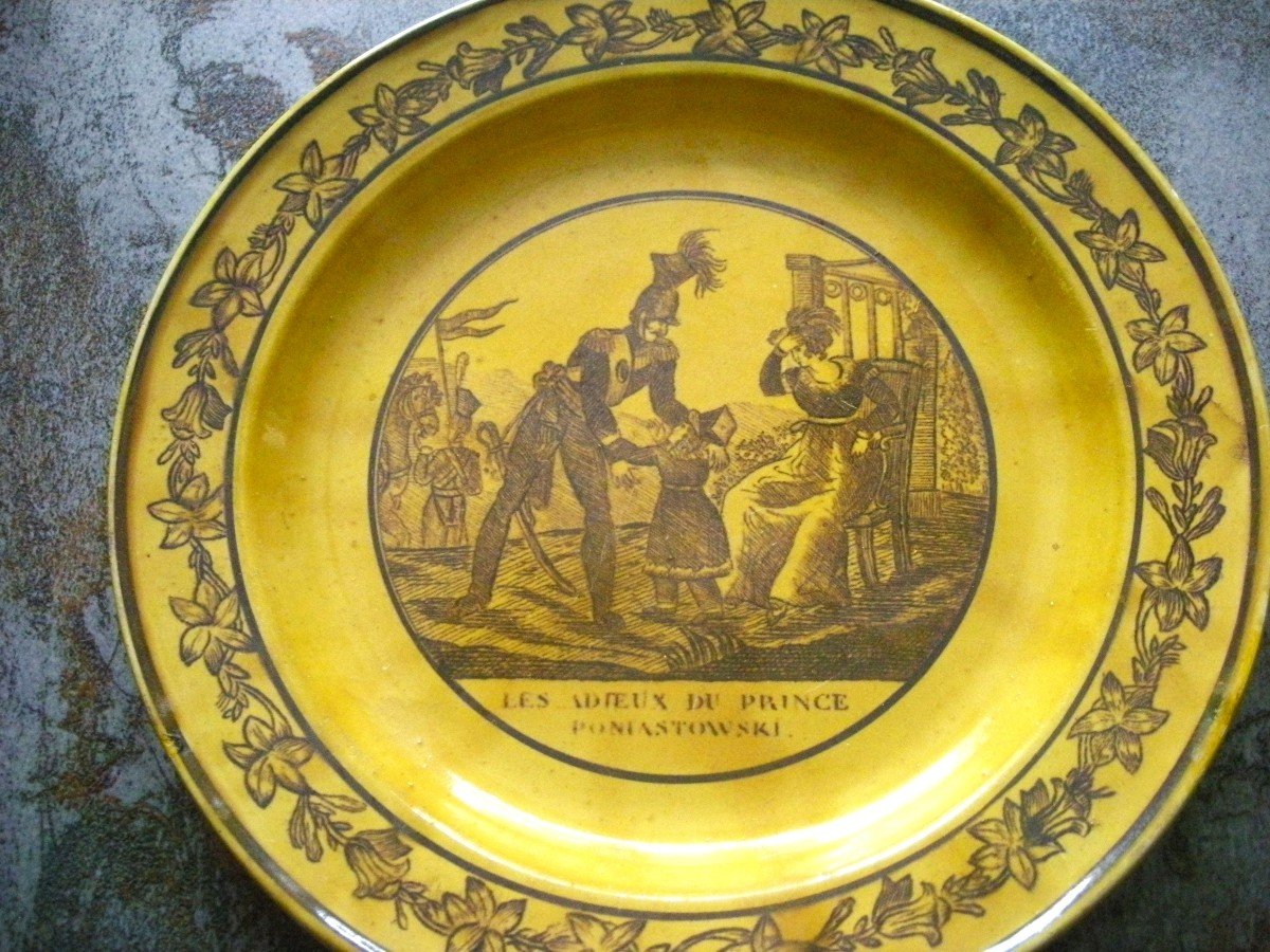 Fine Yellow Earthenware Plate 19th Century Manufacture d'Aumale-photo-2