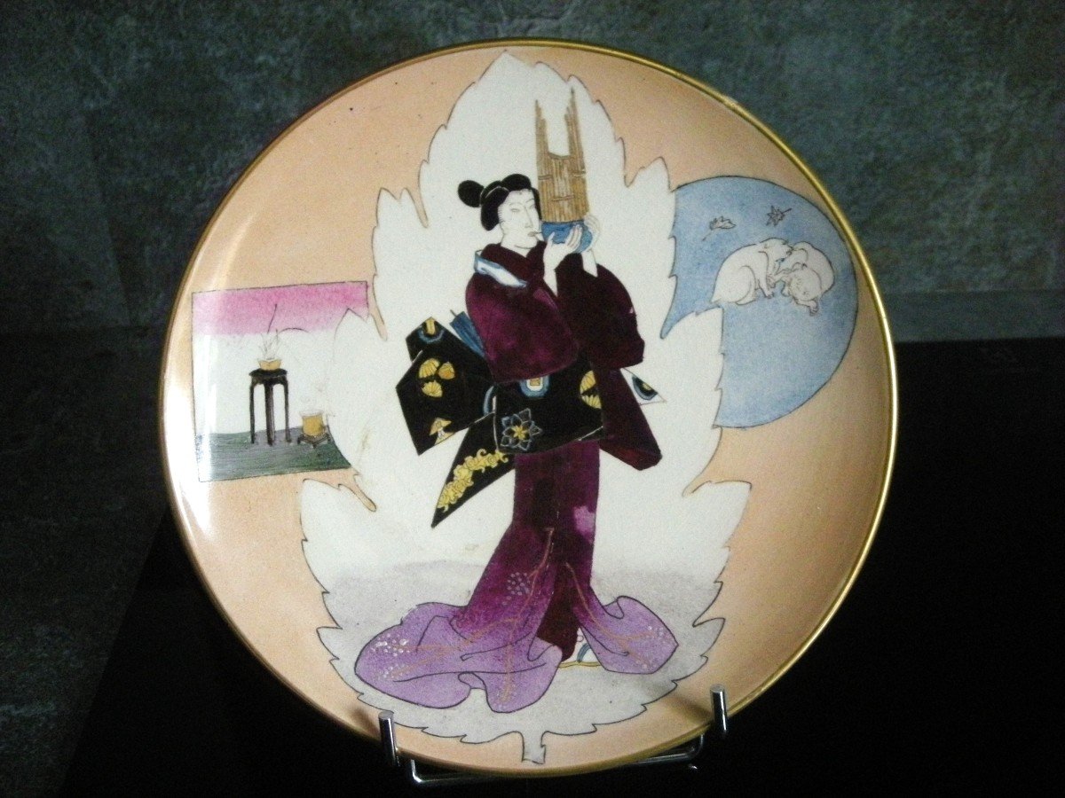 2  Assiettes  Faïence  XIXème  Décor  " Japonais "  Creil  Montereau-photo-1