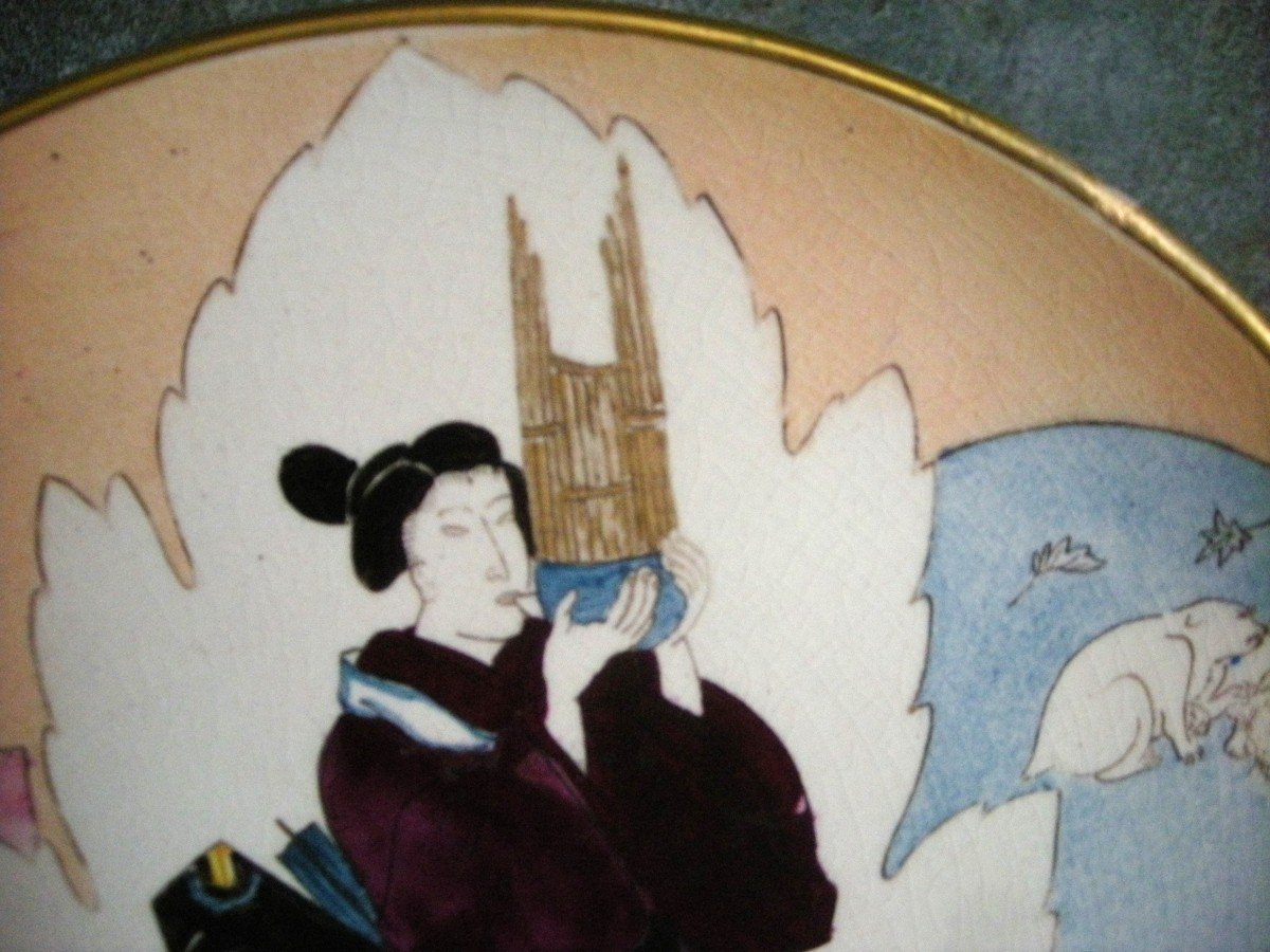 2  Assiettes  Faïence  XIXème  Décor  " Japonais "  Creil  Montereau-photo-4