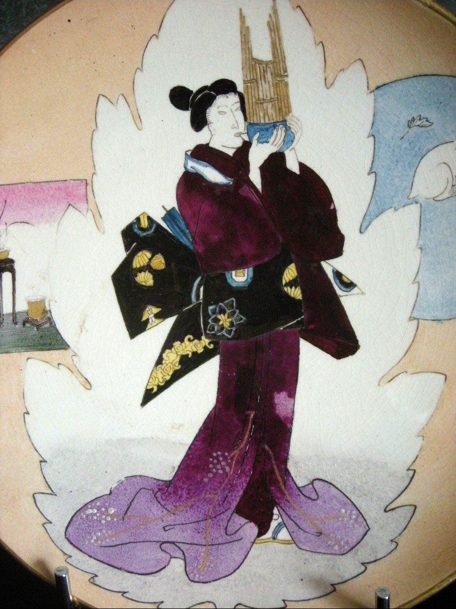 2  Assiettes  Faïence  XIXème  Décor  " Japonais "  Creil  Montereau