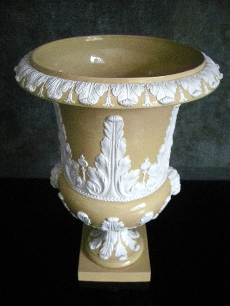 Medici Vase Fine Yellow Stoneware Early 19th Century Signed Creil-photo-2