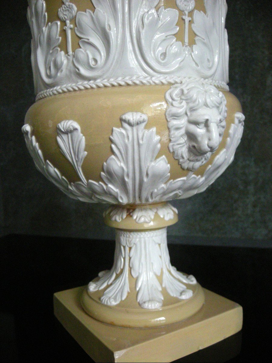 Medici Vase Fine Yellow Stoneware Early 19th Century Signed Creil-photo-3