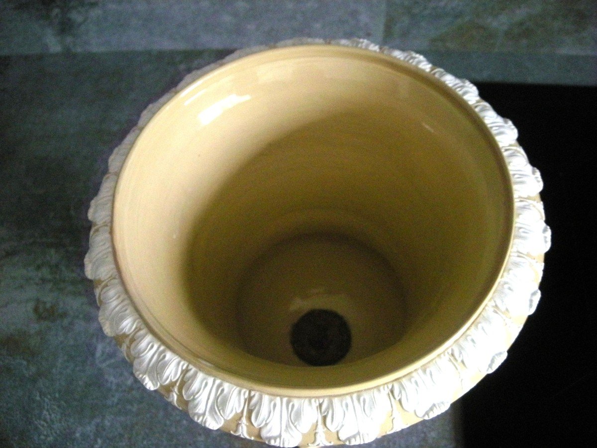 Medici Vase Fine Yellow Stoneware Early 19th Century Signed Creil-photo-5