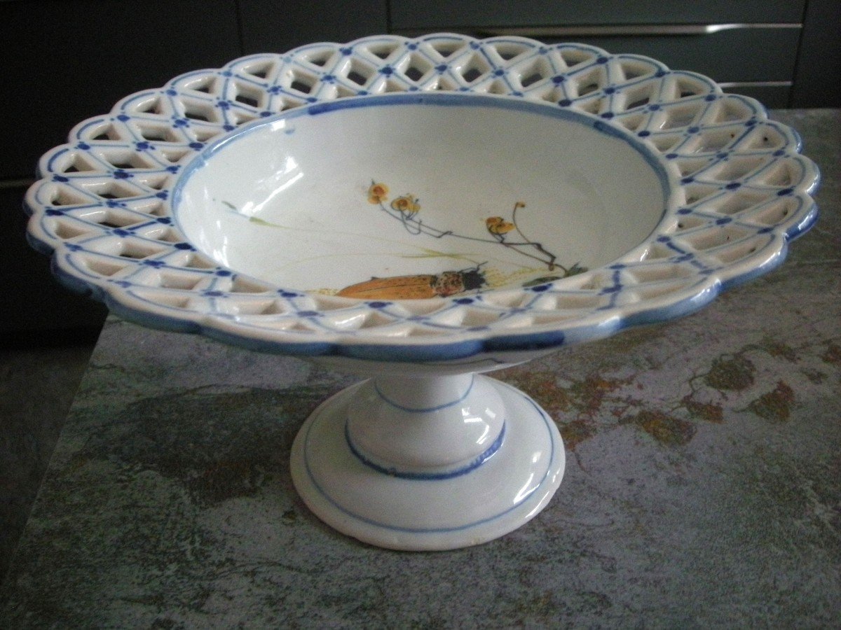 Coupe  à  Fruits  Céramique  XIXème  De  Bourg  La  Reine