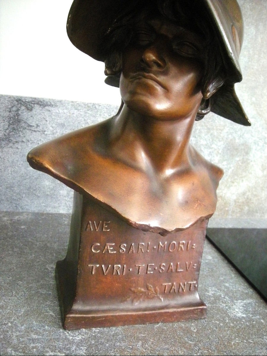 Terracotta Bust "gladiator Helmet" By Goldscheider-photo-3
